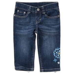 Gymboree denim jeans cropped capri pants blue embroidered Greek isle Santorini 8